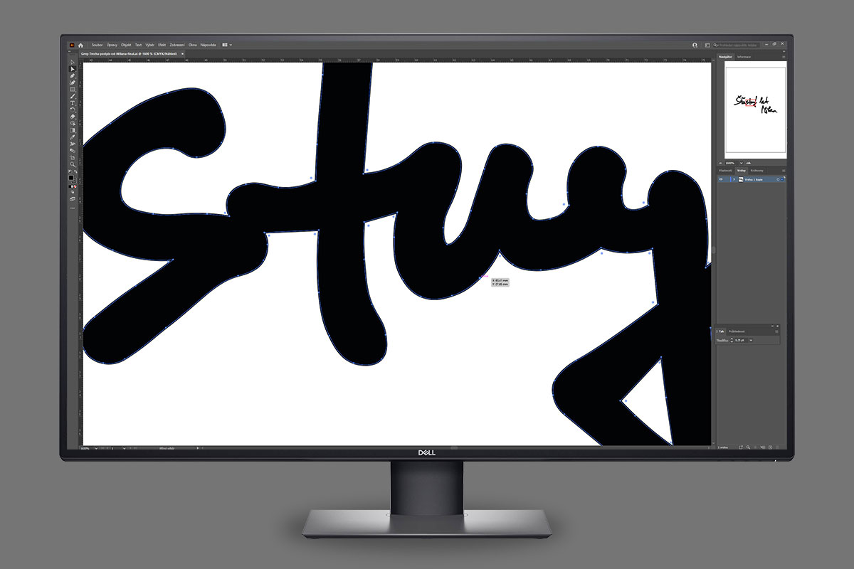 We scanned it and convert to curves