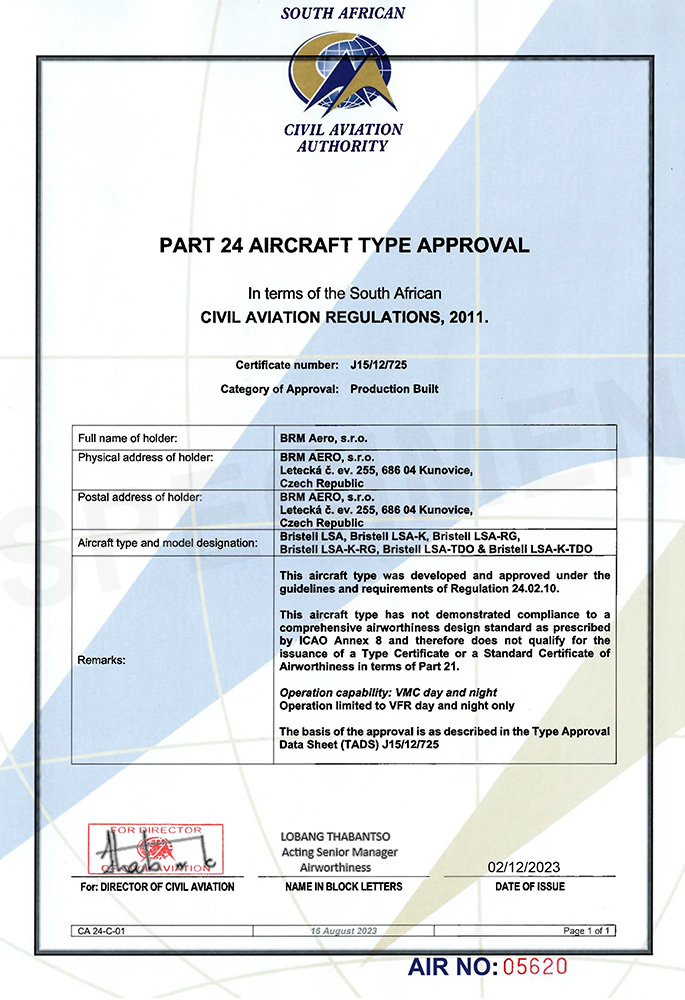 BRISTELL Certificate South Africa